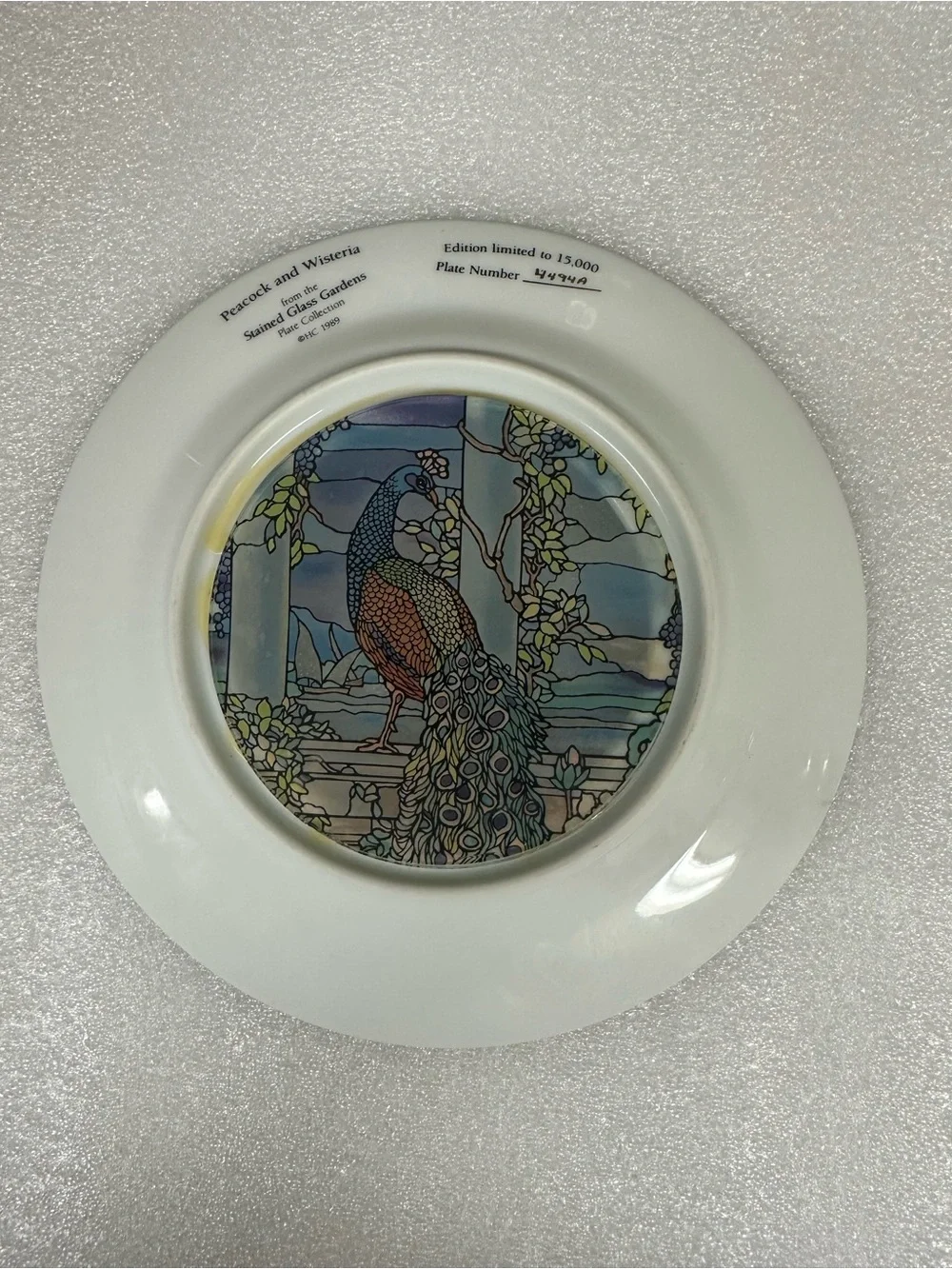 Vintage Decorative Peacock Motif Porcelain Plate - Golden rim.